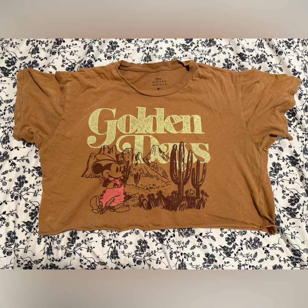 Disney Mickey Mouse Tan T-Shirt (cropped top)